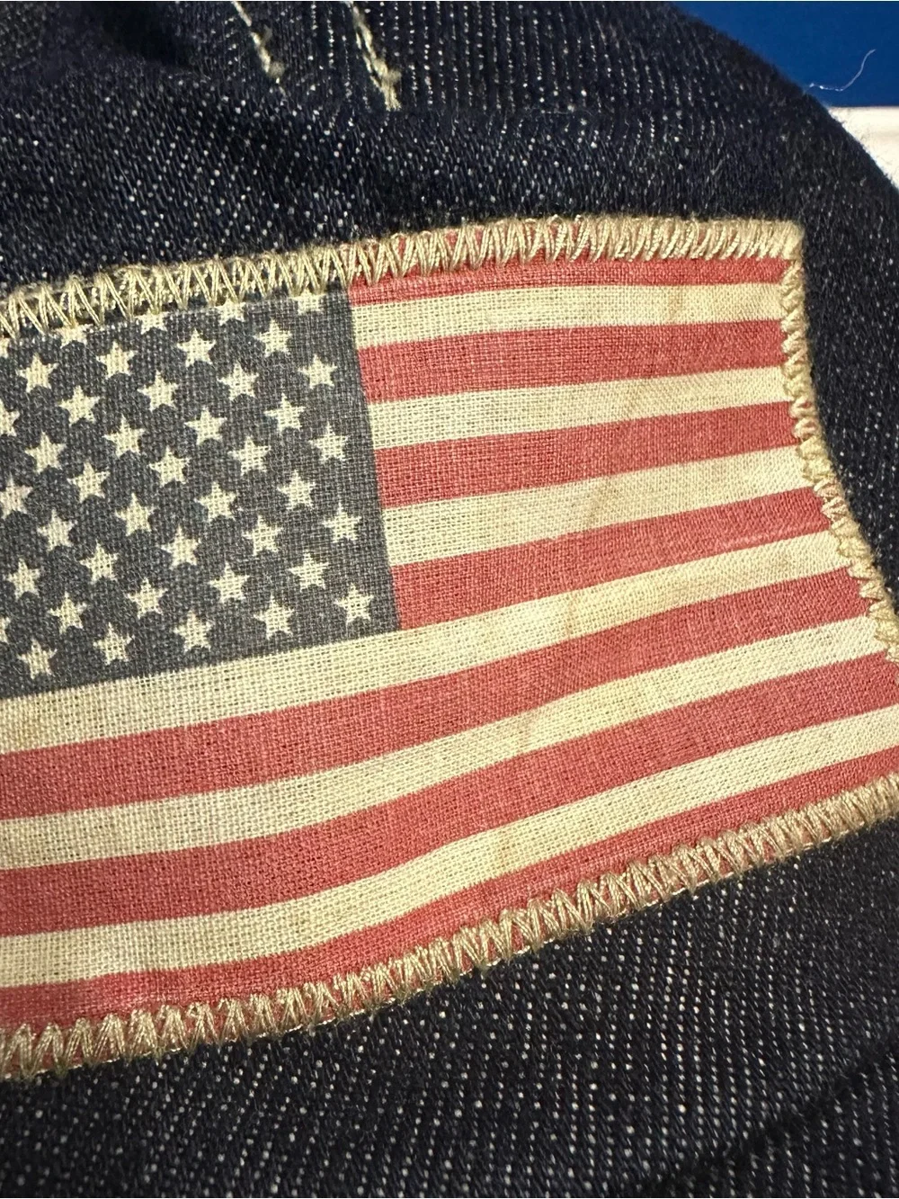 Polo Ralph Lauren Denim Mesh Trucker Cap American Flag Patch Navy Blue